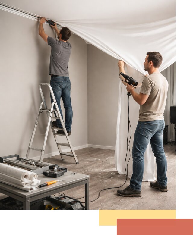 Монтаж натяжного потолка в студии в Тобольске