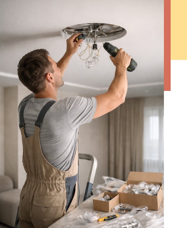 Установка люстры в натяжной потолок в Тобольске от 1220 руб. | Быстро и недорого — ОТДЕЛОЧНИК-Тбл