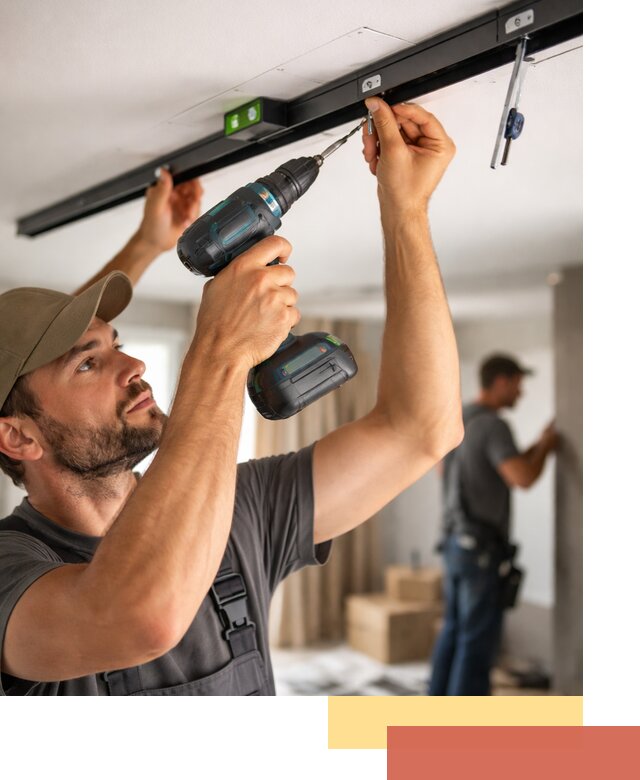 Установка трековых светильников в натяжной потолок в Тобольске