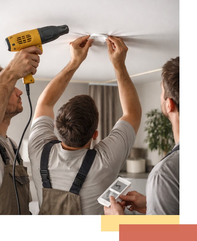 Ремонт прокола полотна натяжного потолка в Тобольске