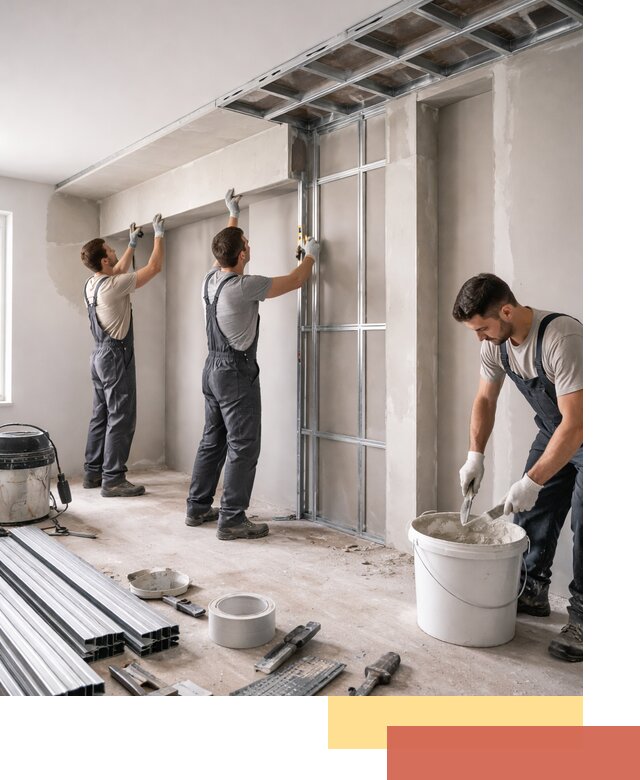 Монтаж потолка из гипсокартона с нишей в Тобольске