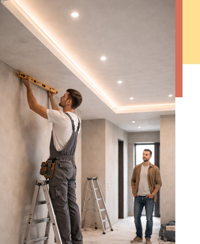 Потолок из гипсокартона с подсветкой в Тобольске от 763 руб./м2 под ключ | ОТДЕЛОЧНИК-Тбл