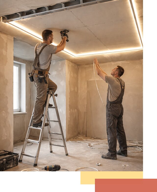 Потолок из гипсокартона с подсветкой в Тобольске