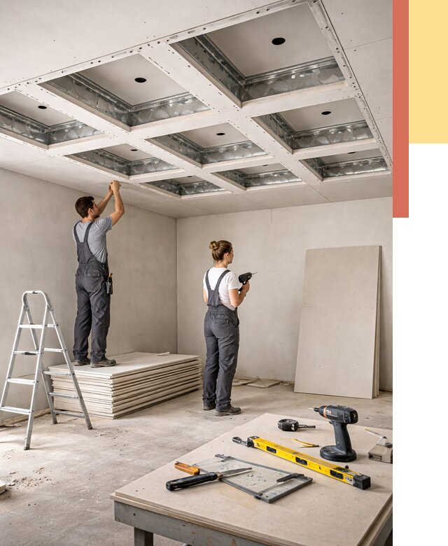 Кессонный потолок из гипсокартона в Тобольске от 1881 руб. — монтаж и под ключ | ОТДЕЛОЧНИК-Тбл