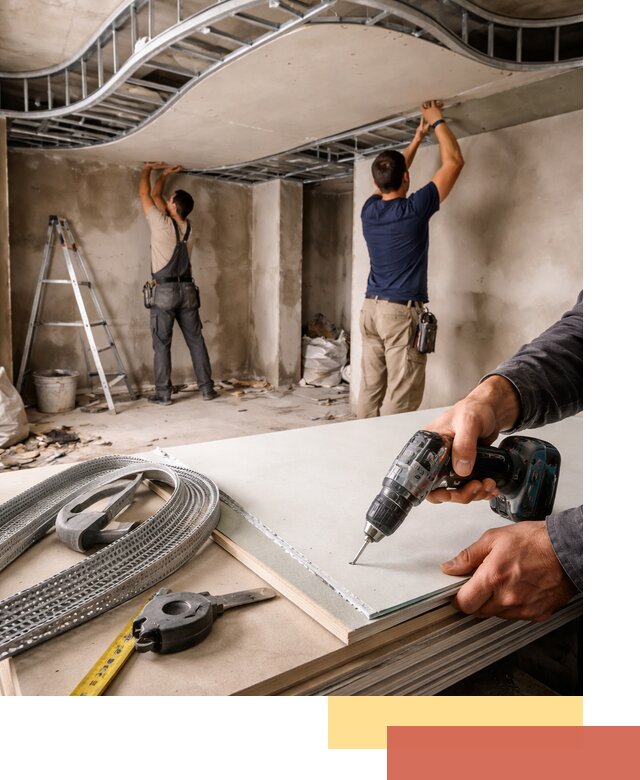 Криволинейный потолок из гипсокартона в Тобольске — монтаж и отделка