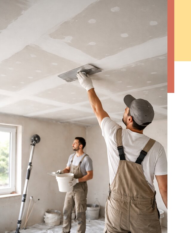 Шпаклевка потолка из гипсокартона в Тобольске от 3253 руб./м2 — услуги под ключ | ОТДЕЛОЧНИК-Тбл