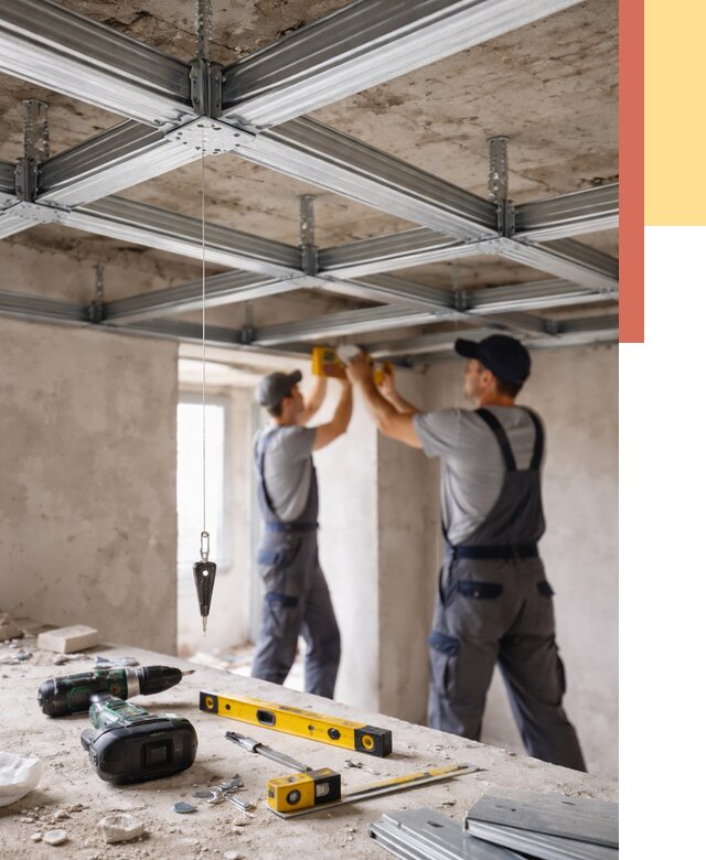 Монтаж каркаса потолка из профиля в Тобольске от 4575 руб. — услуги ОТДЕЛОЧНИК-Тбл