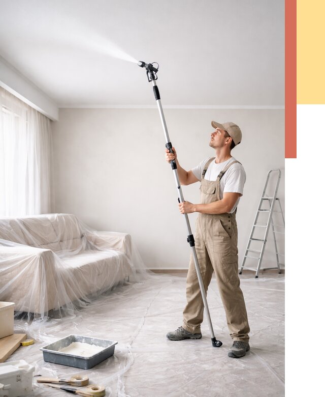 Покраска потолка краскопультом в Тобольске от 4575 руб. быстро и недорого | ОТДЕЛОЧНИК-Тбл