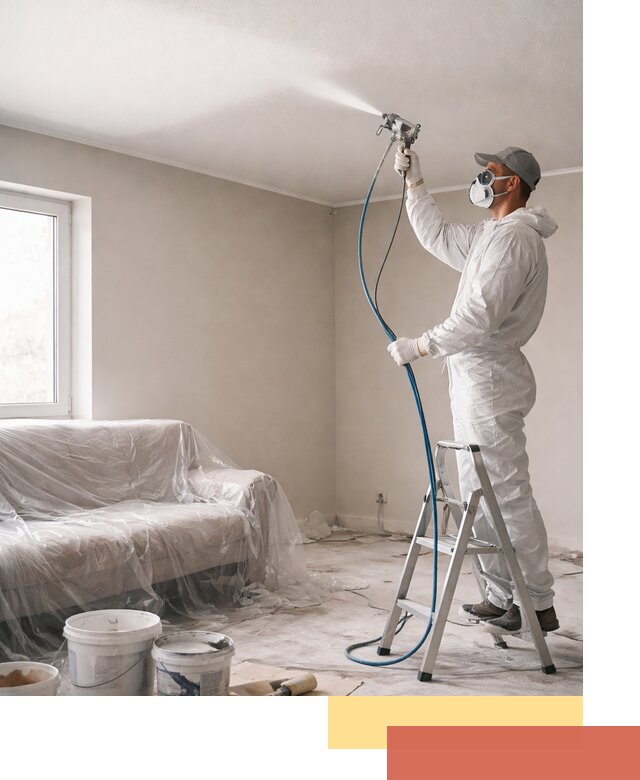 Покраска потолка краскопультом в Тобольске быстро и качественно