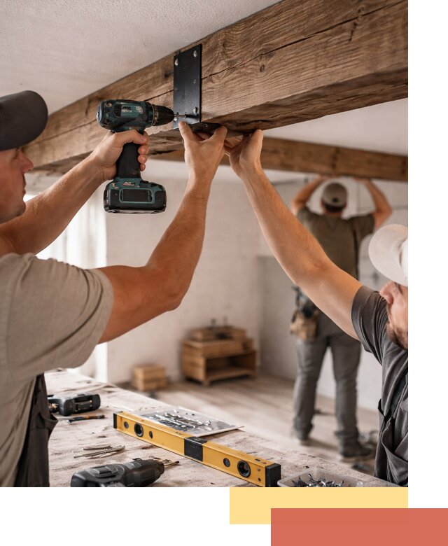 Монтаж декоративных потолочных балок в Тобольске