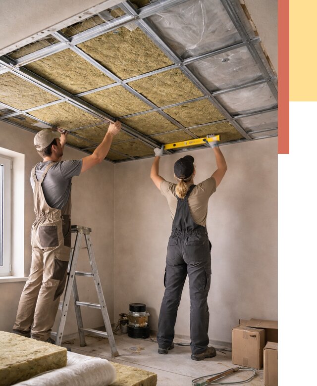 Шумоизоляция потолка в Тобольске от 1271 руб. под ключ — услуги ОТДЕЛОЧНИК-Тбл